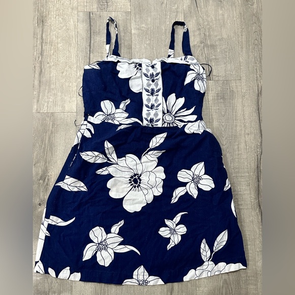 Draper James Navy White Floral Tie Waist Sundress Size L - Picture 2 of 7